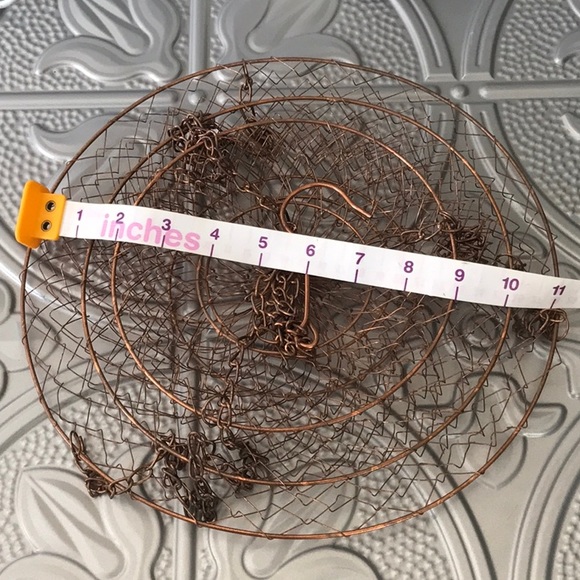 Vintage 3 tier hanging round metal copper color fruit vegetable hanger not hung - Picture 12 of 12